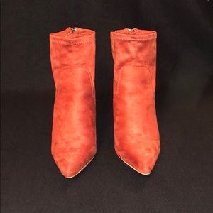 Orange Faux Suede Boots